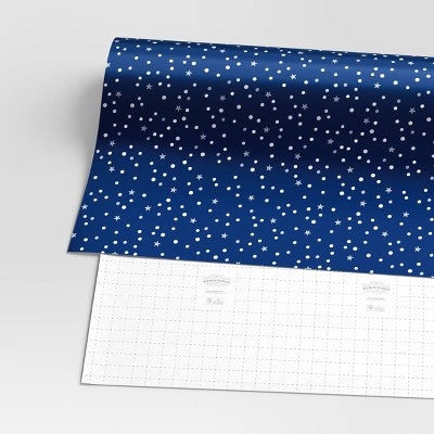 30" 50 Sq Ft Christmas Roll Wrap Dots And Stars On Navy - Wondershop™