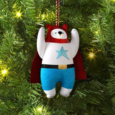 5.25" Christmas Fabric Superhero Ornament Polar Bear - Wondershop™