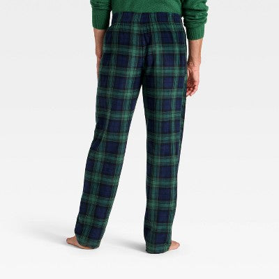 Men's Plaid Microfleece Holiday Matching Family Pajama Pants - Wondershop™ Navy Blue