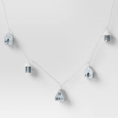8ct LED Battery Operated Christmas Metal Village Novelty String Lights Warm White With Clear Wire - Wondershop™