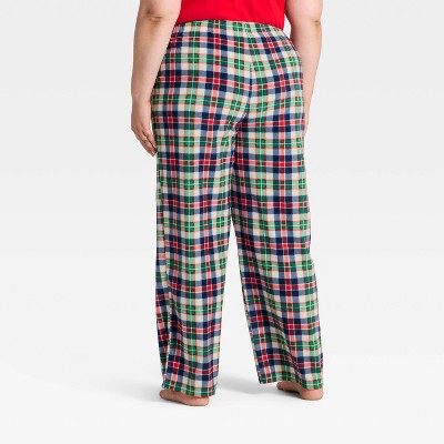 Women's Plaid Microfleece Holiday Matching Family Pajama Pants - Wondershop™ Cream