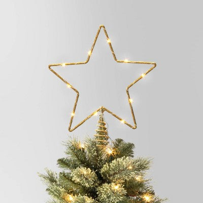 10in LED Lit Dewdrop Glitter Metal Open Star Christmas Tree Topper - Wondershop™