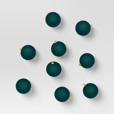 9ct 80mm Christmas Flocked Ball Ornament Set - Wondershop™