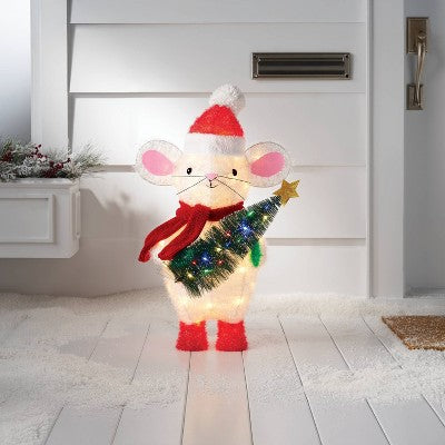 Incandescent Tinsel Mouse Christmas Novelty Sculpture Light With Clear/Multicolor Light Bulb - Wondershop™