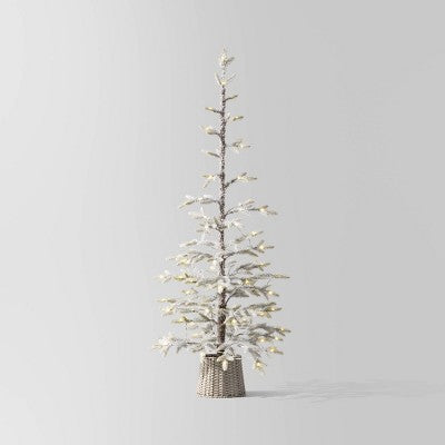 Pre-lit Flocked Balsam Fir Artificial Christmas Tree With Basket Base Warm White LED Lights - Wondershop™