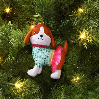 4" Christmas Dog With Pink Skirt Ornament - Wondershop™