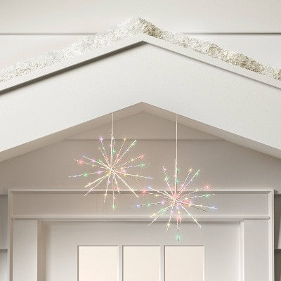 2pc LED Glitter Starburst Dew Drops With Twinkle Christmas Novelty Silhouette Lights With Multicolor Light Bulb - Wondershop™