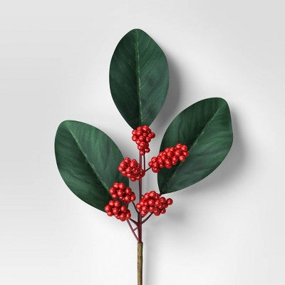 4pc Christmas Pick Set 2 Magnolia Leaf 2 Red Poinsettia - Wondershop™