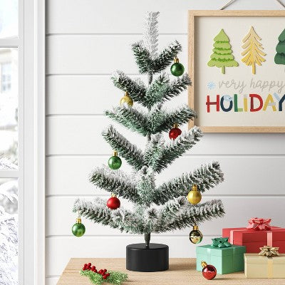 24" Unlit Flocked Indexed Mini Artificial Christmas Tree - Wondershop™