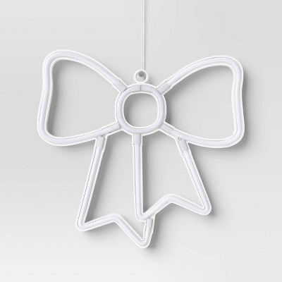 LED Battery Operated Christmas Neon Bow Hangable Sign Red - Wondershop™