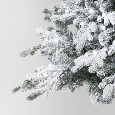 7.5' Pre-Lit Flocked Balsam Artificial Christmas Tree With Power Pole And Foot Pedal - Wondershop™