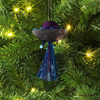  5.5" Christmas Fabric Metallic Space Ship Ornament - Wondershop™