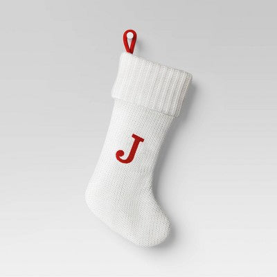  Knit Monogram Christmas Stocking White - Wondershop™
