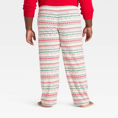  Men's "Let It Snow" Fair Isle Microfleece Holiday Matching Family Pajama Pants - Wondershop™ Cream