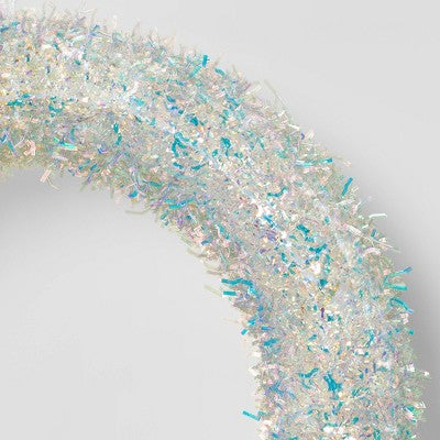  17.5" Christmas LED Light Wreath Iridescent Tinsel - Wondershop™