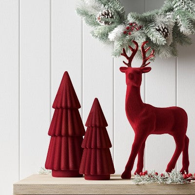  12" Christmas Flocked Standing Deer Decor - Wondershop™