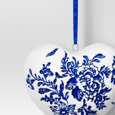  Christmas Delft Blue Heart Ornament - Wondershop™