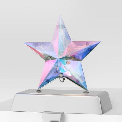  2pk Christmas Lit Iridescent Star Stocking Holder - Wondershop™
