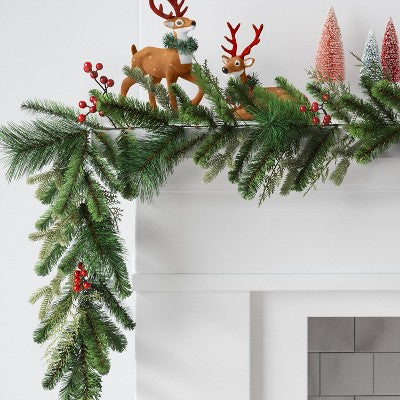  6' Mixed Greenery With Berries Christmas Artificial Garland - Wondershop™