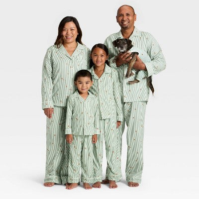  Women's Gingerbread Striped Flannel Long Sleeve Shirt And Pants Holiday Matching Family Pajama Set - Wondershop™ Cream