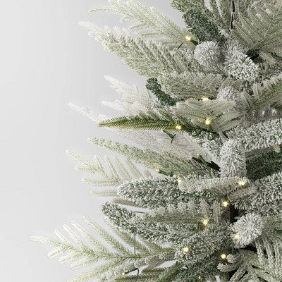  3' Pre-Lit Potted Flocked And Glittered Norfolk Artificial Christmas Tree - Wondershop™