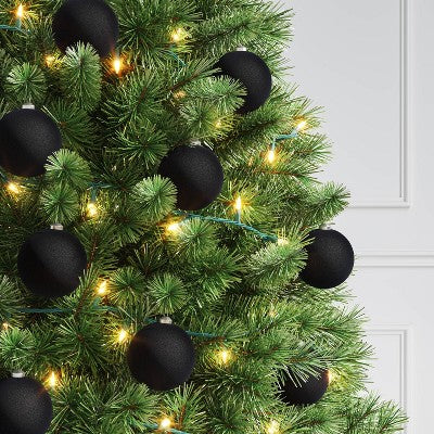  9ct 80mm Christmas Flocked Ball Ornament Set - Wondershop™