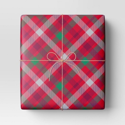  40" 220 Sq Ft Christmas Roll Wrap Red And Green Plaid - Wondershop™