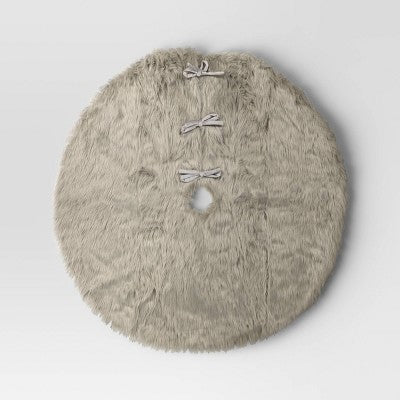  48" Faux Fur Christmas Tree Skirt Gray - Wondershop™
