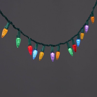  150ct LED C6 Faceted Christmas String Lights Spool With Green Wire - Wondershop™