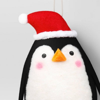  Christmas Felted Wool Penguin Ornament With Santa Hat - Wondershop™