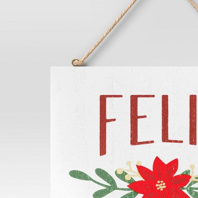  Reversible 'Felices Fiestas' To 'Feliz Navidad' Wood Christmas Wall Décor Dark Red/White - Wondershop™