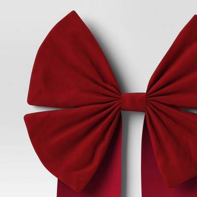  45" Velvet Double Loop Bow Christmas Tree Topper Red - Wondershop™