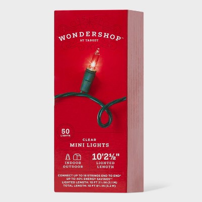  50ct Incandescent Mini Christmas String Lights With Green Wire - Wondershop™