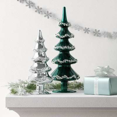  9.13' Christmas Glass Tree Silver - Wondershop™