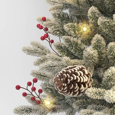  3.5' Pre-Lit Potted Flocked Balsam Artificial Christmas Tree With Berries And Pine Cones - Wondershop™