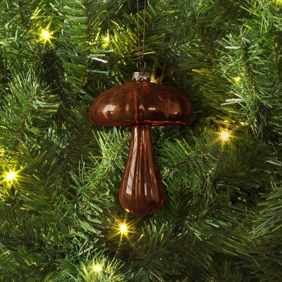  Christmas Glass Brown Mushroom Ornament - Wondershop™