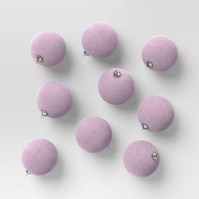  9ct 80mm Christmas Flocked Ball Ornament Set - Wondershop™
