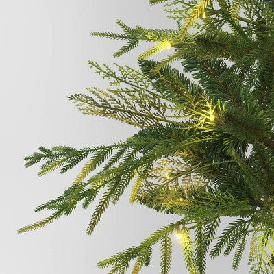 24" Pre-Lit Christmas Norfolk Cedar Artificial Greenery With Ground Stake - Wondershop™