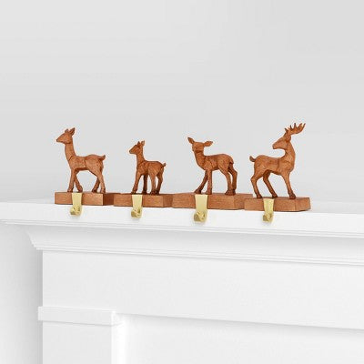  4pk Christmas Natural Carved Looking Deer - Wondershop™