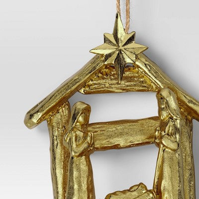  Christmas Gold Resin Nativity Scene Ornament - Wondershop™