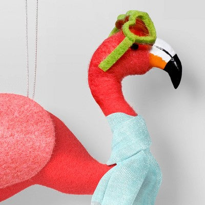  Christmas Felted Wool Flamingo With Skate Ornament - Wondershop™
