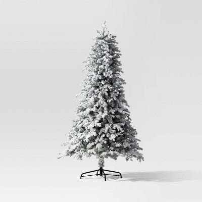  7.5' Pre-Lit Flocked Balsam Artificial Christmas Tree With Power Pole And Foot Pedal - Wondershop™