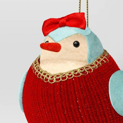  Christmas Featherly Friends Ornament Red Bow - Wondershop™