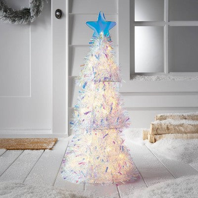  Incandescent Tinsel Tree With Plastic Tree Topper Star Christmas Novelty Sculpture Light With Clear Color Light Bulb- Wondershop™