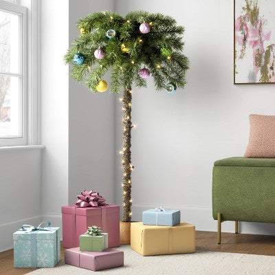  4' Pre-Lit Palm Artificial Christmas Tree With Clear Lights - Wondershop™
