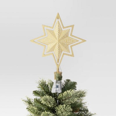  Christmas Lit Auto Rotating Star 8 Point Gold Tree Topper - Wondershop™