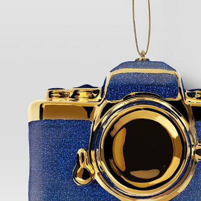  Christmas Blue Glass Camera Ornament - Wondershop™
