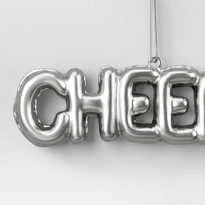  4" Christmas Metallic Words Ornament Silver Cheers - Wondershop™