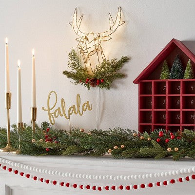  LED Dewdrop Deer Head With Faux Greenery Christmas Novelty Silhouette Light - Wondershop™