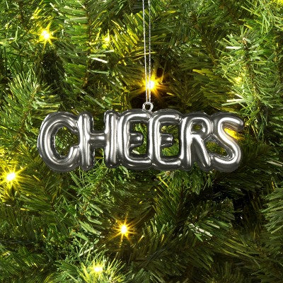  4" Christmas Metallic Words Ornament Silver Cheers - Wondershop™